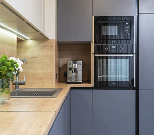 Modern construction with parking space